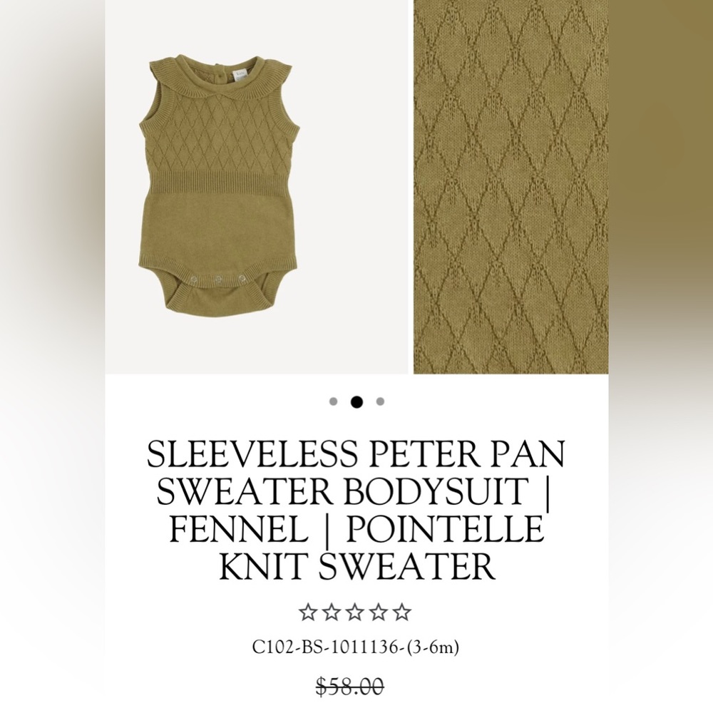 Sleeveless Peter pan SWEATER BUBBLE bodysuit FENNEL POINTELLE KNIT SWEATER green